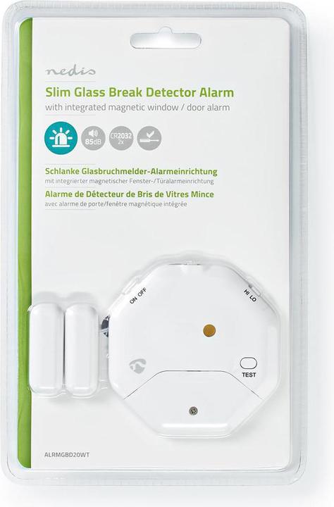 Immagine prodotto Nedis Allarme da porta a finestra alimentato a batteria 2X CR2032 85 dB Bianco