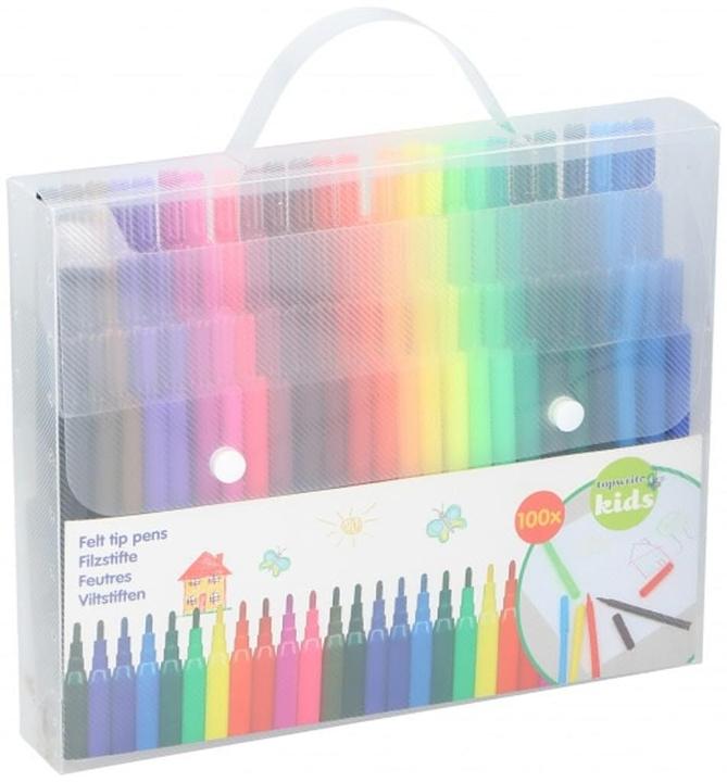 Produktbild Topwrite Filzstifte 100tlg (Orange, Rosa, Grün, Gelb, Schwarz, Blau, Braun, Violett, Rot, 100 x)