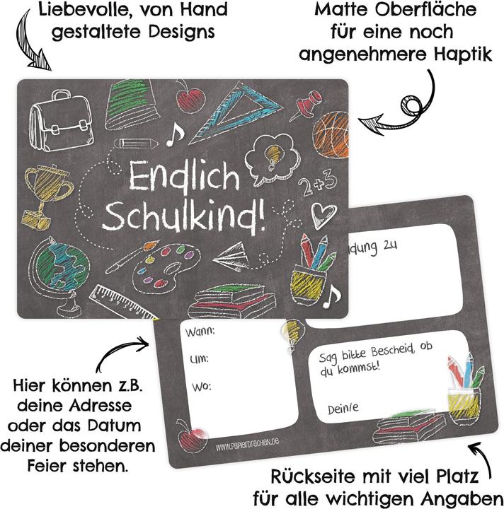 Produktbild Papierdrachen Einschulung Einladungskarten Set 4 Tafel