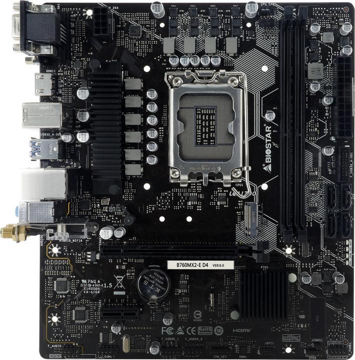 Produktbild Biostar Mainboard||Intel B760 Express|Micro-ATX|Speicher DDR4 (LGA 1700, Intel B760, mATX)