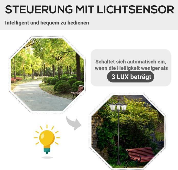 Actual product image Swisshandel24 Solar garden lantern with 3 flames lantern solar lantern path light with LED 120 lumen IP44 201 (120 lm, IP44)