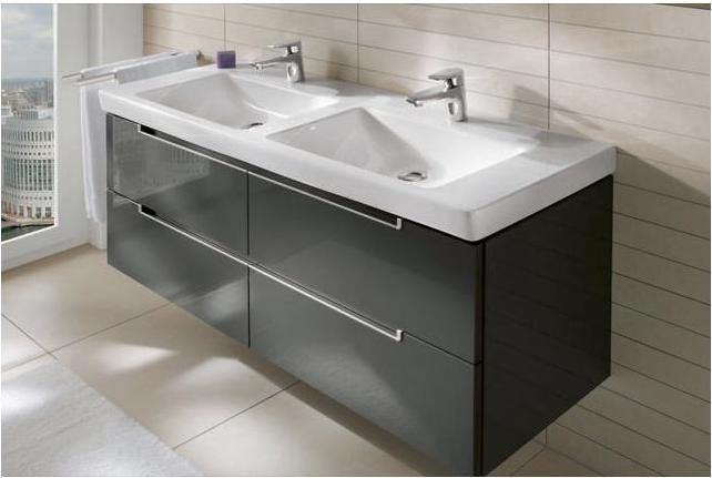 Image du produit Villeroy & Boch V&B Armoire lavabo double SUBWAY 2.0 1300x470mm, avec PLC blanc (470 mm, 1300 mm)