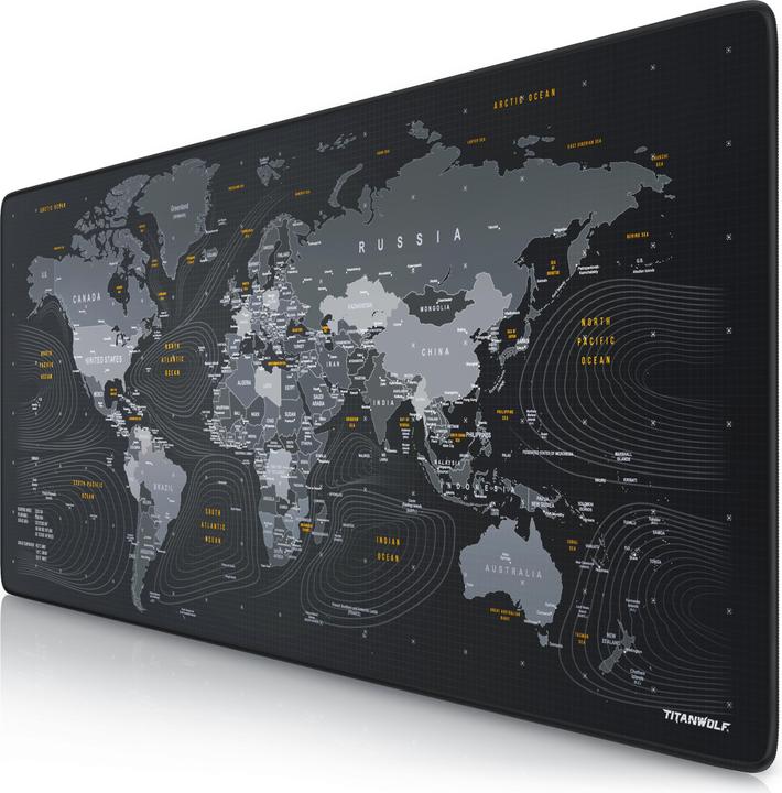 Produktbild Titanwolf Gaming Mauspad XXL, glattes Stoffgewebe, Speed Mausmatte 900 x 400mm grosse Fläche, Globus (Wide)