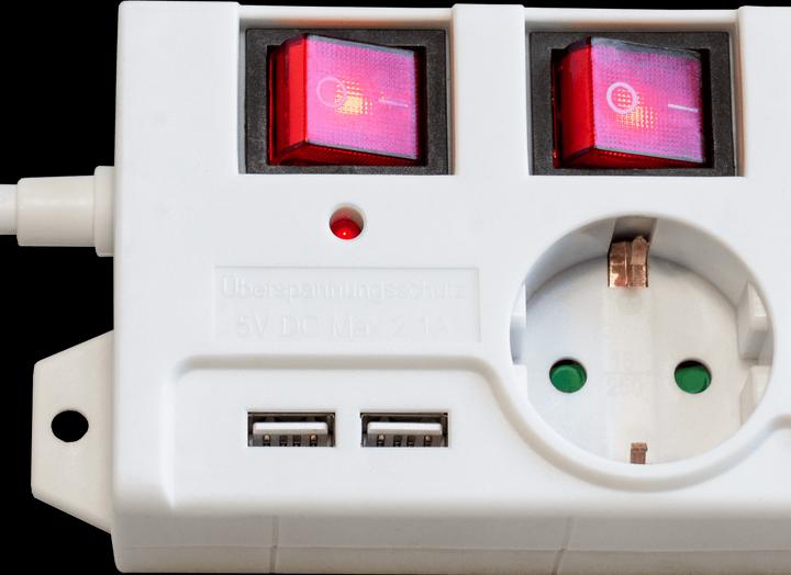 Produktbild FeinTech MD000652 6-Fach Steckdosenleiste einzeln schaltbar mit 2x USB (6 x)