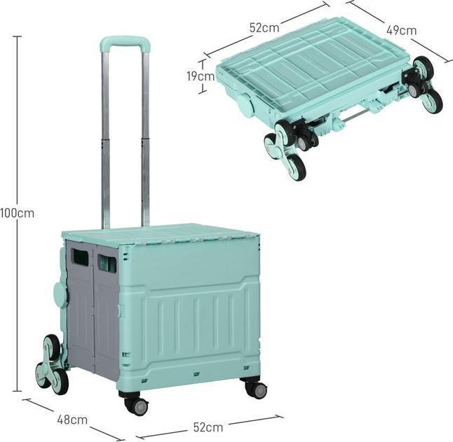 Produktbild Swisshandel24 Einkaufstrolley klappbar, verstellbarer Teleskop-Griff, Deckel, bis 80kg, Grün