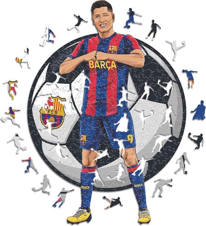 Actual product image Iconic FC Barcelona - Robert Lewandowski - Wooden Puzzle Size M (270 pieces) (270 pieces)