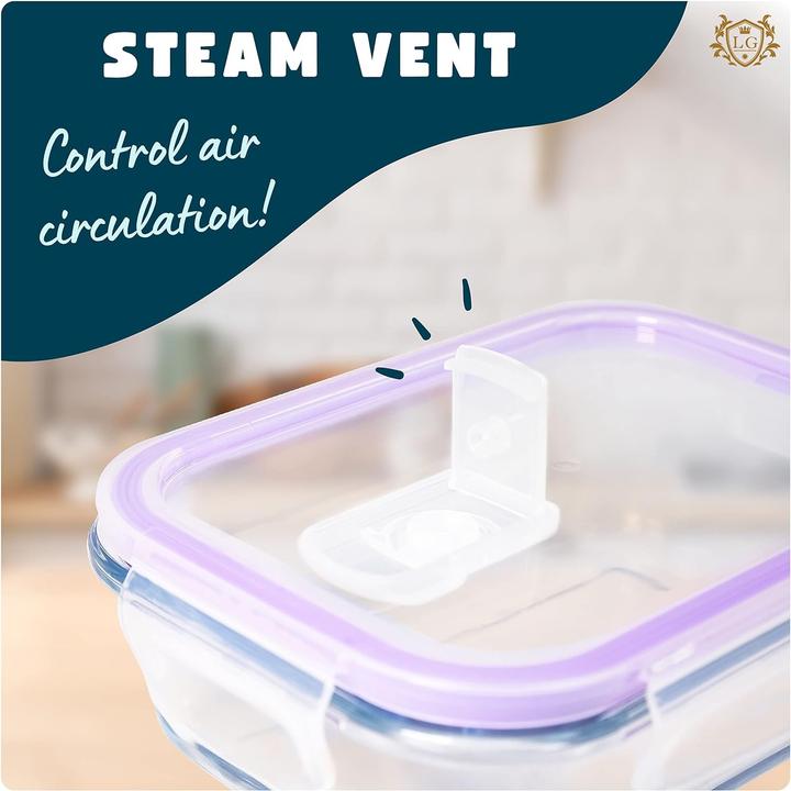 Immagine prodotto LG Luxury & Grace Confezione da 4 contenitori in vetro per alimenti da 1000 ml Blu Foro per il vapore (1 l)