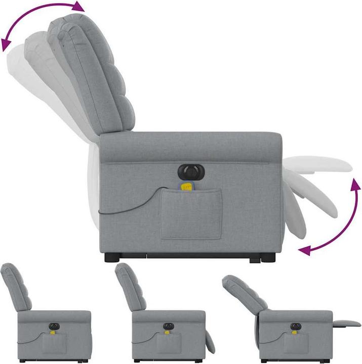 Actual product image VidaXL Electric massage chair with stand-up aid Light grey fabric