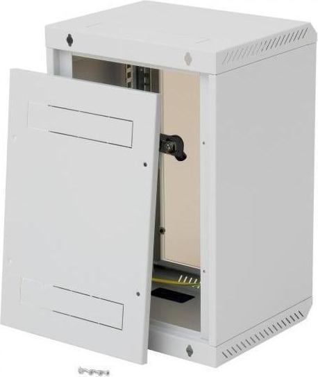 Actual product image Triton 10" wall cabinet one-piece 4HE300mm, glass door, black (4 RU, 10 inch rack)