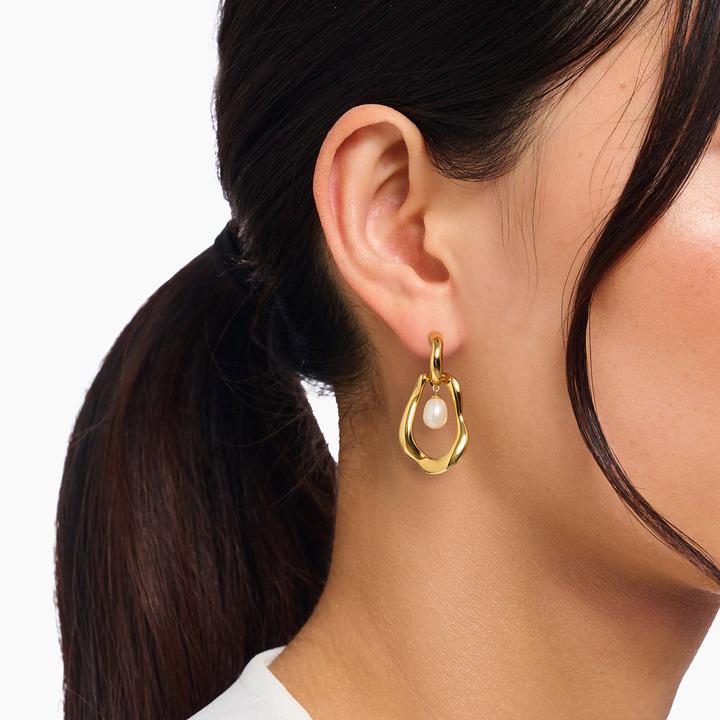 Produktbild Thomas Sabo Creolen mit Perlen Anhänger Natural Beauty vergoldet (Silber 925)