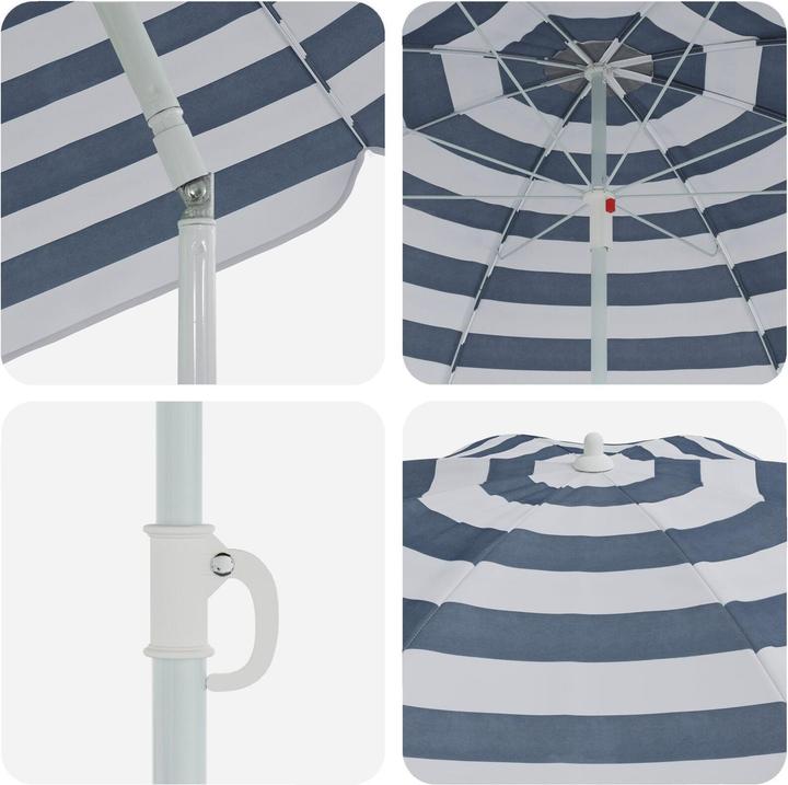 Produktbild VidaXL Strandparasol mit Aluminiumgestell Blau & Weiss 300 cm (2.63 m)