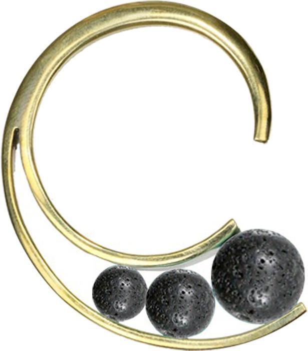 Star Piercing Ohrgewicht Haken vergoldet mit drei Lava Steinen (Messing, Mineralisch)