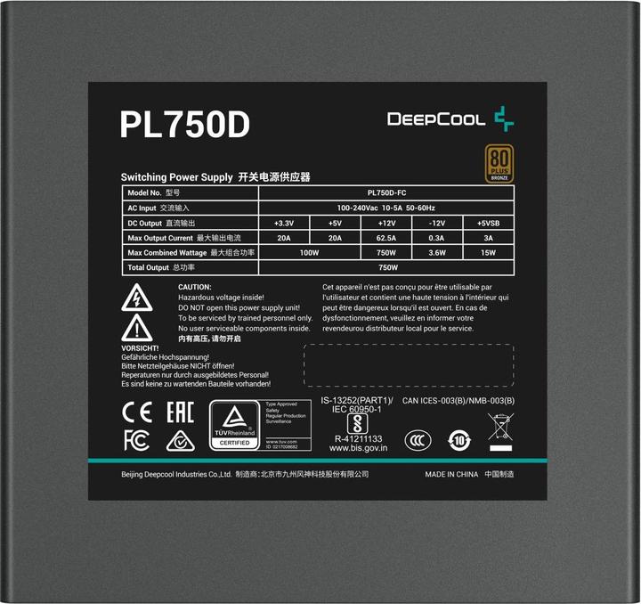 Produktbild Deepcool PL750D (1x 12VHPWER, 3x PCIe, 750 Watt) (750 W)