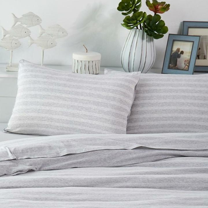 Produktbild BettwarenShop Melangestreifen (Bettwäsche Set, 135x200 cm + 80x80 cm)