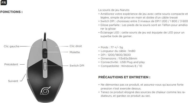 Immagine prodotto Konix Mouse da gioco Naruto Shippuden Naruto (Cablato)