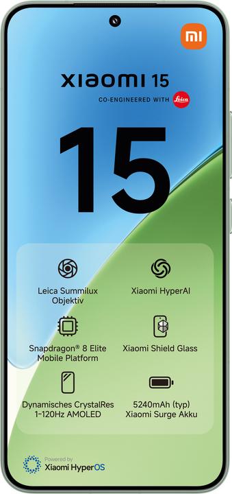 Immagine prodotto Xiaomi 15 (256 GB, Verde, 6.34", Doppia SIM, 50 Mpx, 5G)