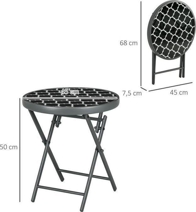 Immagine prodotto Swisshandel24 Tavolino pieghevole, tavolo pieghevole da esterno, tavolo da giardino con piano in vetro temperato (45 cm)
