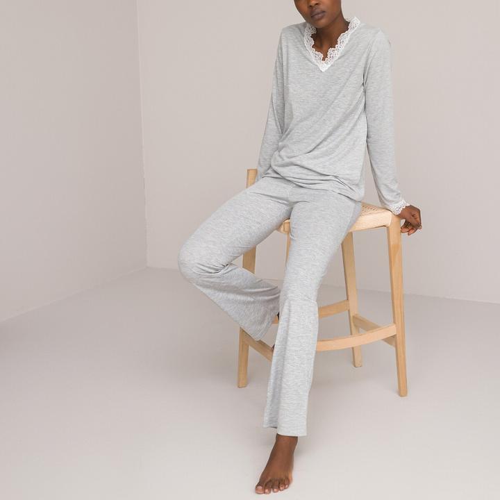 Actual product image La Redoute Collections Pyjamas with lace (42)