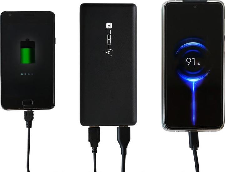 Produktbild Techly Power Bank Charger 10000mAh 2x USB 1x USB-C with USB-C Cable (10000 mAh, 10 W, 37 Wh)