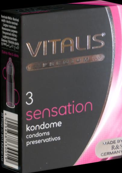 Immagine prodotto Vitalis PREMIUM "Sensation" 3 preservativi incredibilmente stimolanti con effetto 3 in 1 (3 pz.)