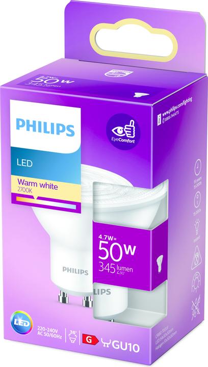 Actual product image Philips Spot (GU10, 4.70 W, 345 lm, 1 x, F)