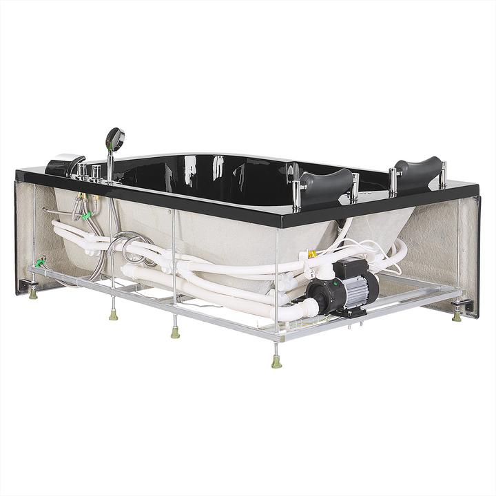 Image du produit Beliani Baignoire à hydromassage noire modèle d'angle avec LED 170 x 119 cm droite BAYAMO (318 l, 112 cm, 81 cm)