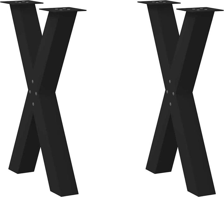 VidaXL Esstischbeine X-Form 2 Stk. Schwarz 60x(72-73) cm Stahl Tischbein