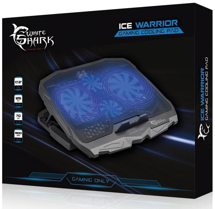 Produktbild Cooling stand for laptop Shark Ice Warrior, up to 17.3 ", 4 fans, blue backlight