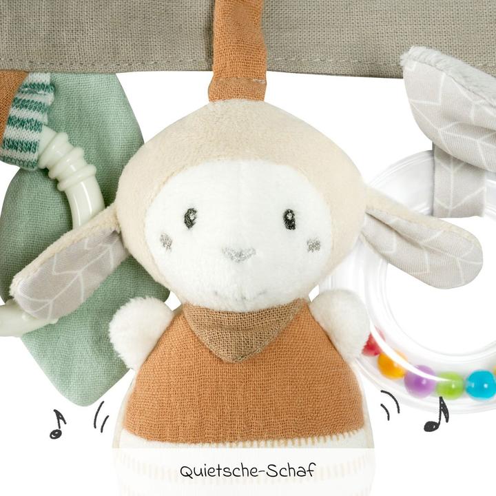 Immagine prodotto Fehn Kinderwagenketten Kinderwagenkette mit Rassel & Quietsche - Esel & Schaf