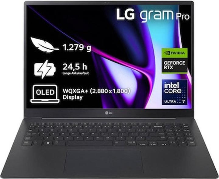 Produktbild LG 16" 16Z90S Notebook I7 8GB LPDDR5X 512GB SSD schwarz W11P (16", Intel Core Ultra 7 155H, 32 GB, 2000 GB, DE)