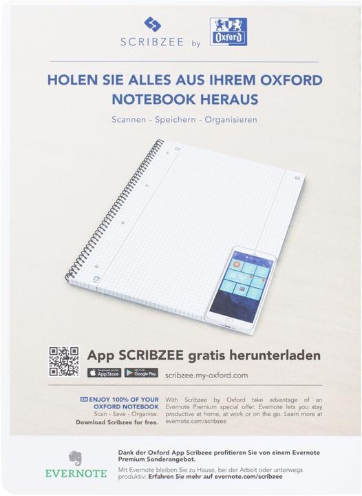 Actual product image Oxford College notebook (A4+, Checked, Lined, Soft cover)