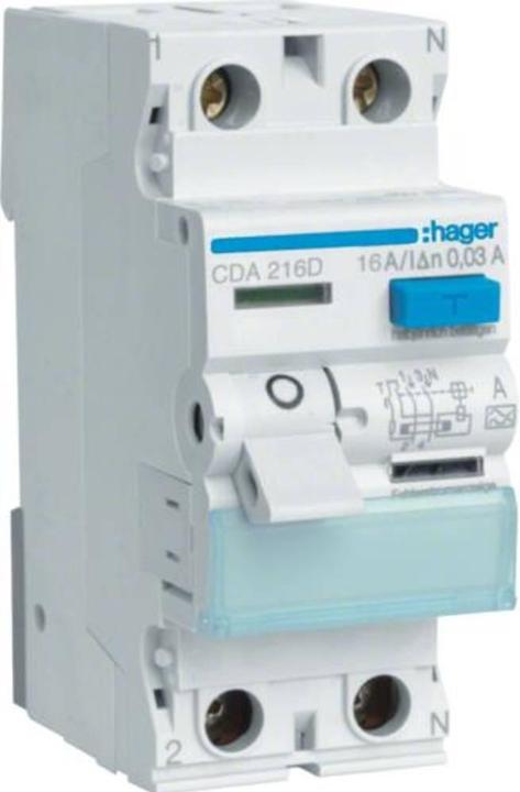 Produktbild Hager FI-Schutzschalter 2pol. 16A/30mA 6kA CDA216D