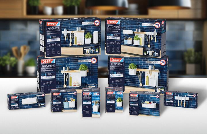 Productafbeelding tesa Keukenrolhouder, zelfklevende rolhouder, met adapter, installatie zonder boren