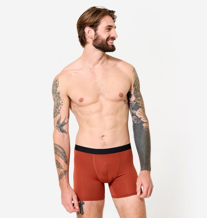 Produktbild Decathlon Boxershorts Herren Mikrofaser atmungsaktiv 3er-Pack - blau/rot (M)