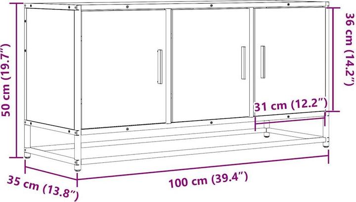 Actual product image VidaXL TV cabinet Lowboard TV cabinet TV table TV furniture Sonoma oak (100 x 35 x 50 cm)