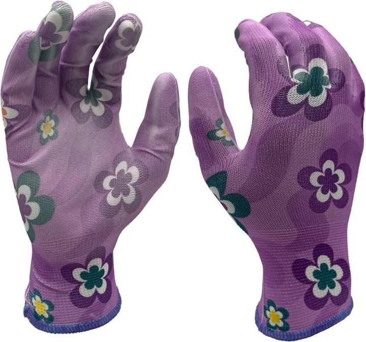 FTM Guanto da giardinaggio in poliestere, 9/L, viola/multicolore (L)
