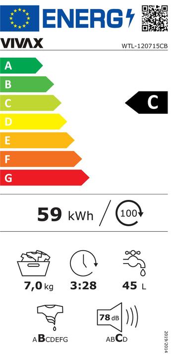 Energie-Label Vivax WTL-120715CB (7 kg, Oben)