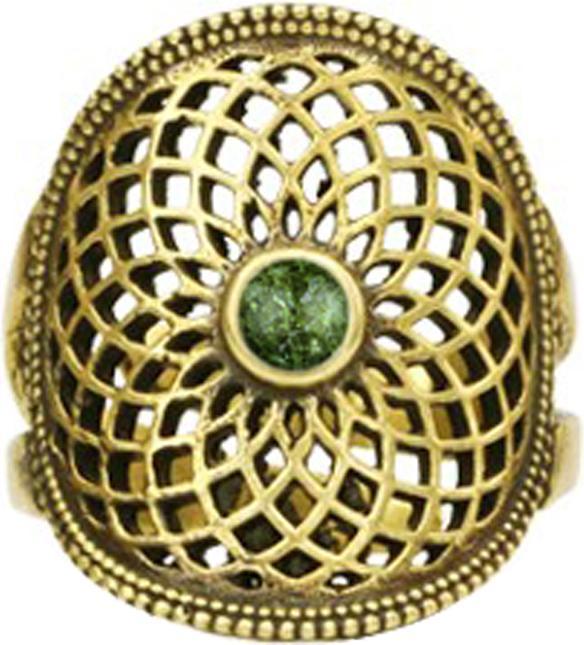Produktbild Star Piercing Ring vergoldet Blume des Lebens mit Afrikanischem Jade Stein (57)