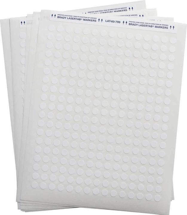 Image du produit Brady LAT-60-799-2.5, Tissu nylon, Blanc, Étiquette de plafond 9.53 mm de diamètre, permanente, 15 pistes