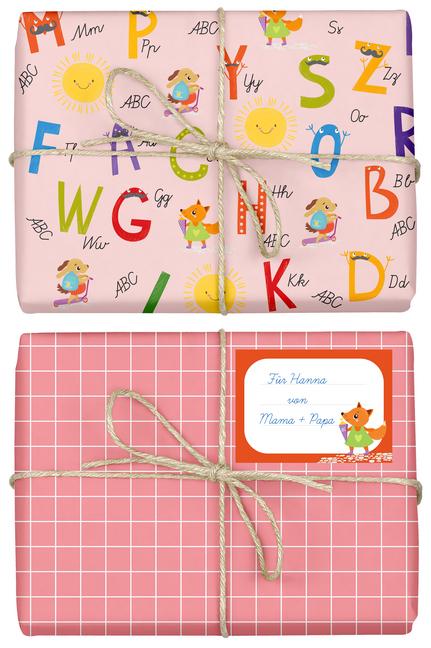 Actual product image Dabelino School enrolment gift wrap set for girls (Wrapping paper, 4 x)