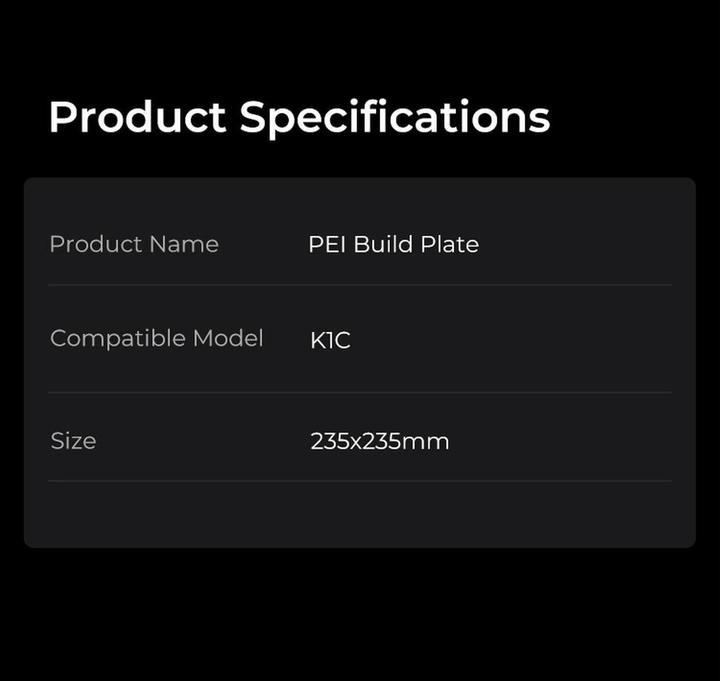 Produktbild Creality K1C PEI Bauplatte (Druckbett)