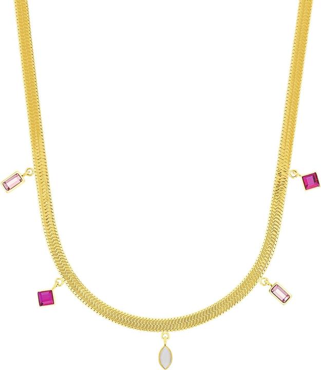 Amor Halsschmuck für Damen, Edelstahl, Glas, Schmuckstein synth. (Edelstahl, 42 - 45 cm)