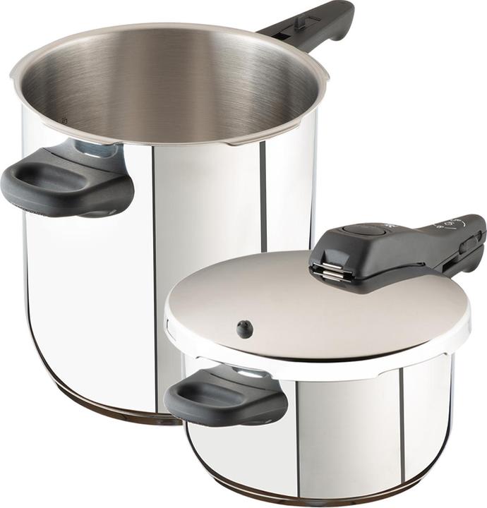Produktbild WMF Schnellkochtopf Set 2tlg 8,5+3l grosses Kochsignal Perfect Induktion Edelstahl (22 cm, Pfannenset + Topfset, Edelstahl)