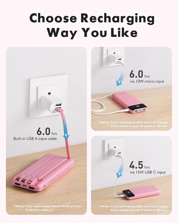 Produktbild Charmast Powerbank mit integrierten Kabel (10000 mAh)