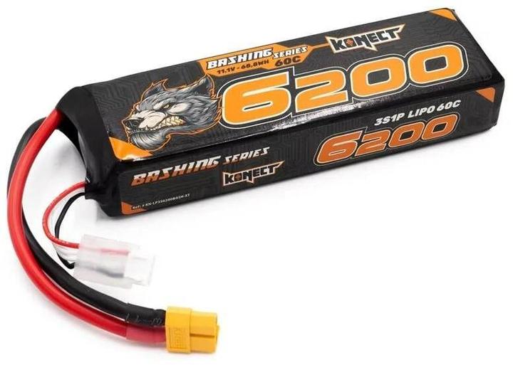 Immagine prodotto Konect Batteria RC LiPo 6200 mAh 11.1 V 60C Bashing (11.10 V, 6200 mAh)