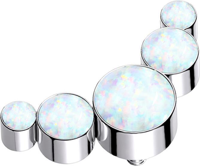 Produktbild Star Piercing Dermal Anchor silber fünf Opale weiss (Titan G23, ohne Messing)