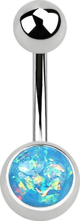 Produktbild Star Piercing Banane silber mit Opal Glitter aqua (Chirurgenstahl 316L, ohne Messing)