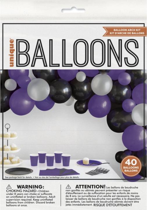 Image du produit Unique Guirlande de ballons pinkl violet bleu DIY Guirlande 80 ballons incl. ballons confettis et 4m de