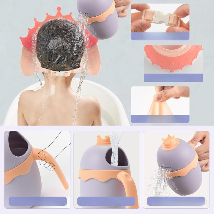 Immagine prodotto Milkii Cuffia per shampoo/doccia per bambini con tazza per lavare i capelli, blu