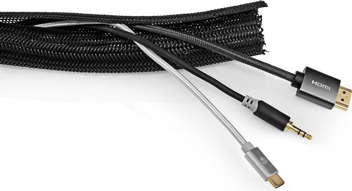 Produktbild Nedis Kabelmanagement | Hülse | 2.00 m | 1 Stück | max. Kabeldicke: 30 mm | Nylon | Schwarz (Kabeldurchlass, 200 cm)